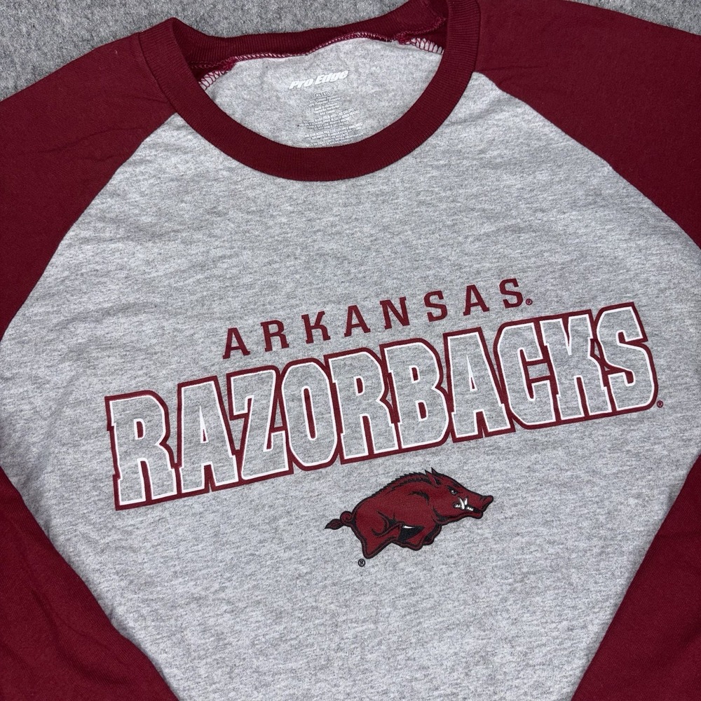 Pro Edge Arkansas Razorbacks Shirt Women's Xl Gray Red Long Sleeve NCAA College